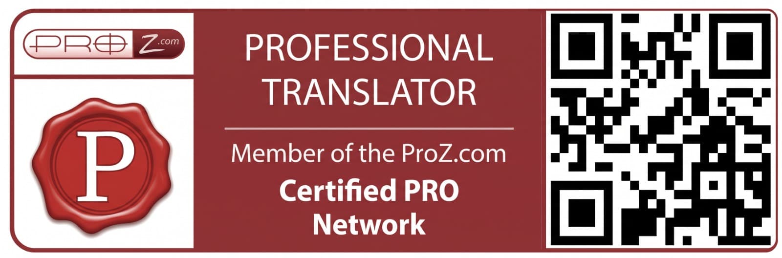 ProZ.com Certified PRO — Professional Translator, member of the ProZ.com Certified PRO Network